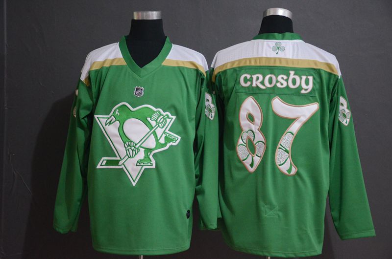 Men Pittsburgh Penguins #87 Crosby Green Adidas Stitched NHL Jersey